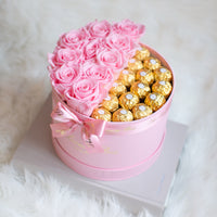 Infinity Roses and Ferrero Rocher Chocolate Gift Box | Mother's Day Flowers and Chocolate Gift Set