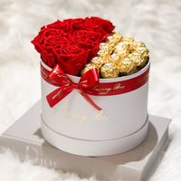 Red infinity roses and Ferrero Rocher chocolate gift set hamper for Valentine's Dau