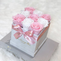 Pink and white infinity roses for valentine's day gift delivery