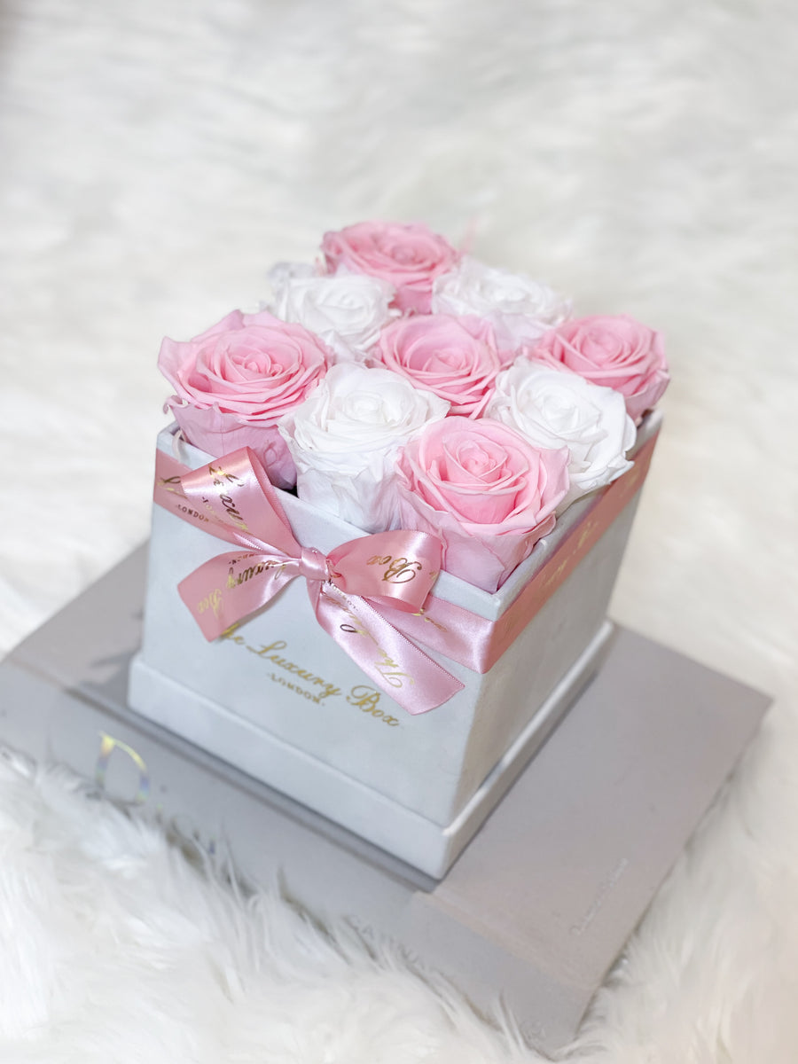 Pink and white infinity roses for valentine's day gift delivery