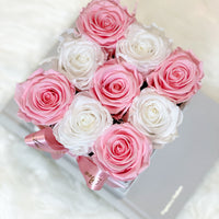 Pink and white infinity roses for valentine's day gift delivery