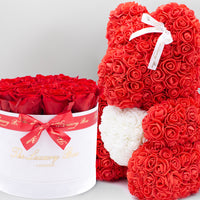 Red Rose bear and Eternity roses box set luxury gift for Valentine's Day, birthdays, wedding anniversary, new baby gift and special occasions